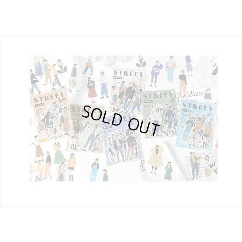 画像15: STREET40＊パープル＊人物＊和紙シール＊40枚♪＊海外製