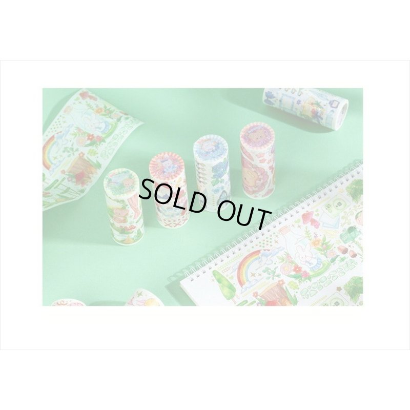 画像19: ラブリーベア💓＊ブルー・花ことば＊箔押し＊幅広＊マスキングテープ＊はく離式＊海外マステ