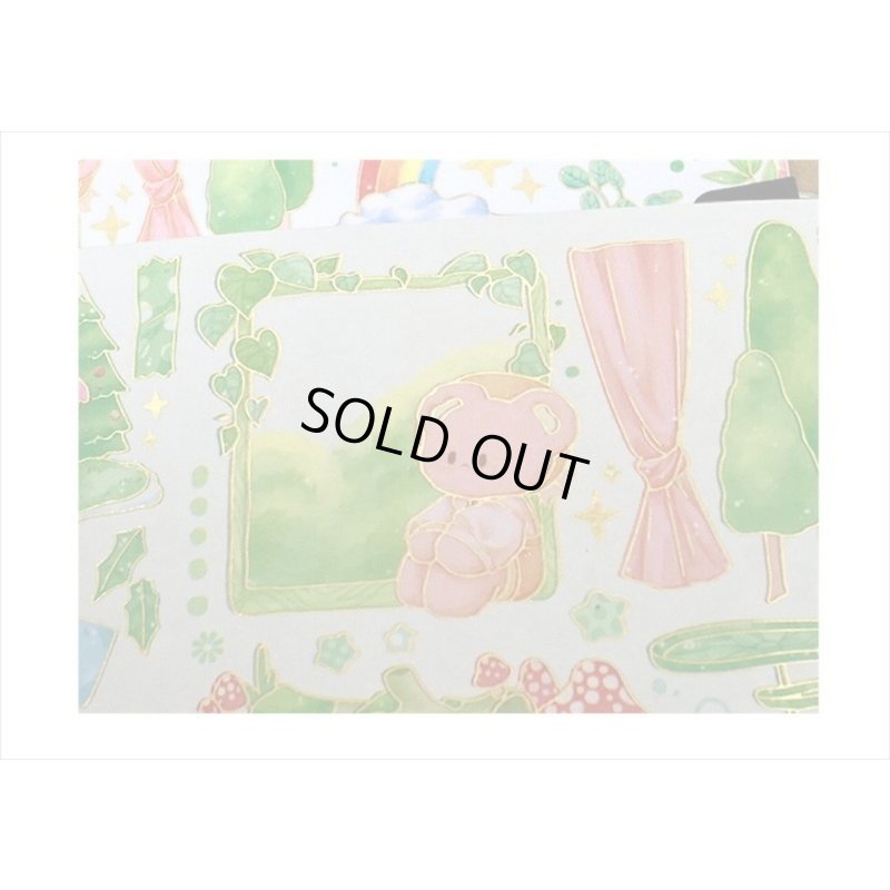 画像6: ラブリーベア💓＊グリーン・森の中＊箔押し＊幅広＊マスキングテープ＊はく離式＊海外マステ