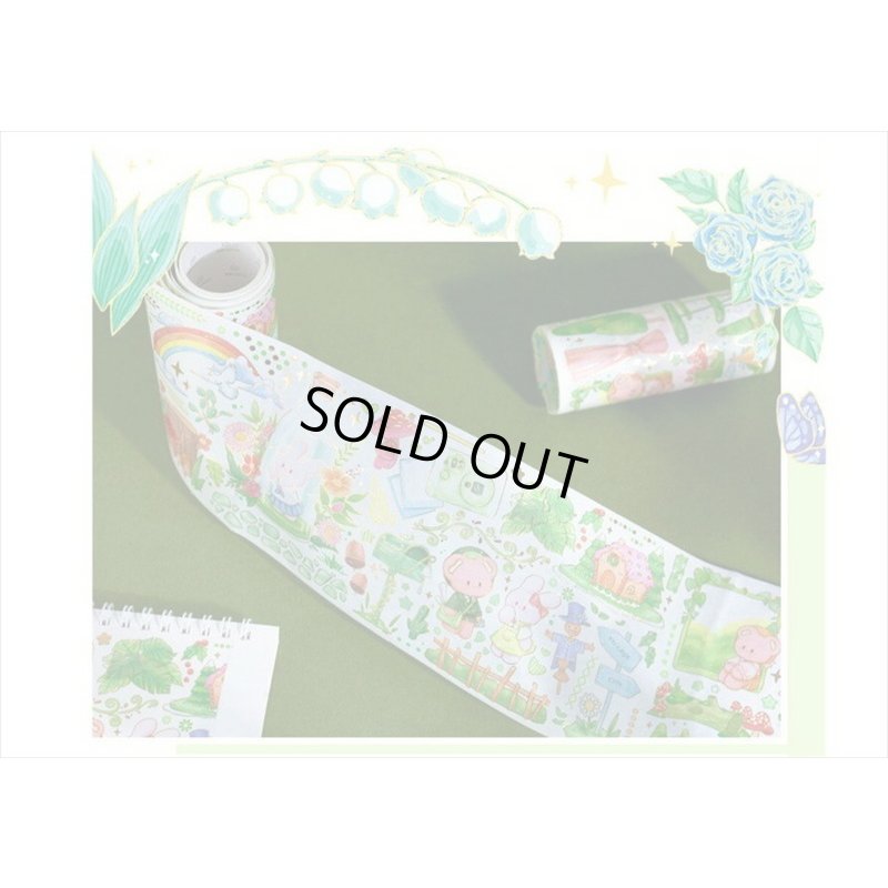 画像12: ラブリーベア💓＊グリーン・森の中＊箔押し＊幅広＊マスキングテープ＊はく離式＊海外マステ