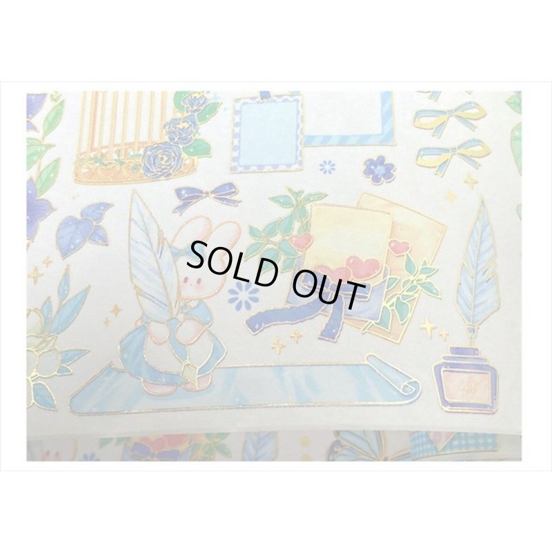 画像7: ラブリーベア💓＊ブルー・花ことば＊箔押し＊幅広＊マスキングテープ＊はく離式＊海外マステ