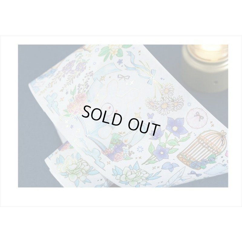 画像9: ラブリーベア💓＊ブルー・花ことば＊箔押し＊幅広＊マスキングテープ＊はく離式＊海外マステ