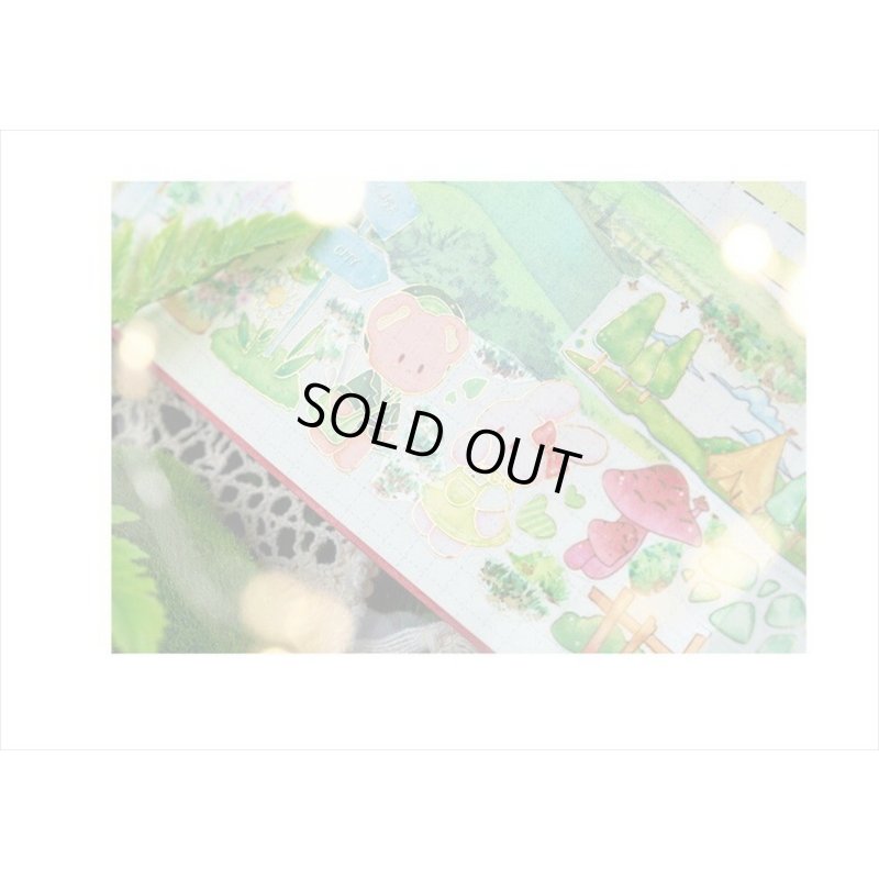 画像11: ラブリーベア💓＊グリーン・森の中＊箔押し＊幅広＊マスキングテープ＊はく離式＊海外マステ