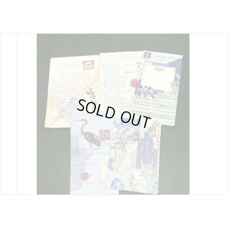 画像9: 花と鳥の素材紙＊200点セット＊ブルー＊和紙シール＊海外製