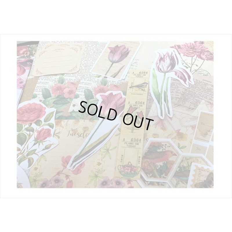 画像7: 花と鳥の素材紙＊200点セット＊ピンク＊和紙シール＊海外製