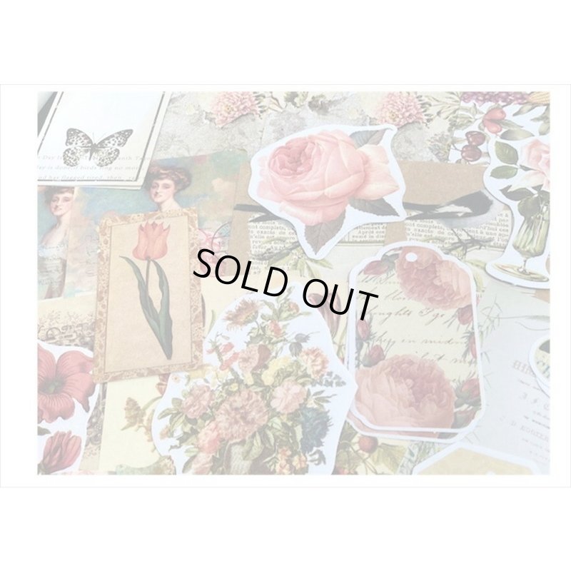 画像6: 花と鳥の素材紙＊200点セット＊ピンク＊和紙シール＊海外製