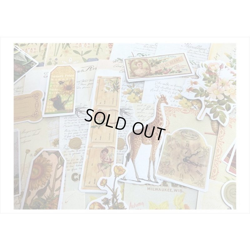 画像6: 花と鳥の素材紙＊200点セット＊イエロー＊和紙シール＊海外製