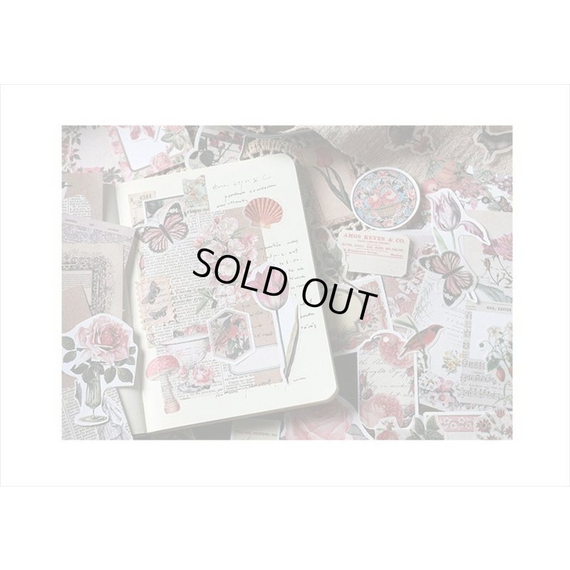 画像12: 花と鳥の素材紙＊200点セット＊ピンク＊和紙シール＊海外製