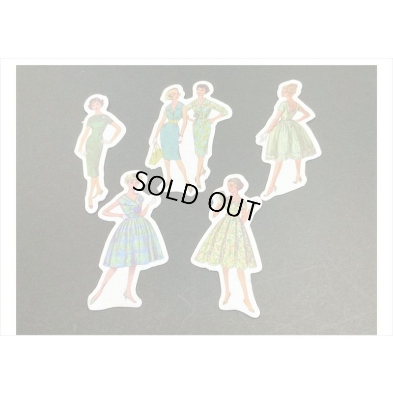 画像10: レトロ＊ファッションモデル＊グリーン ＊ダイカット：和紙シール＊40枚♪＊海外製