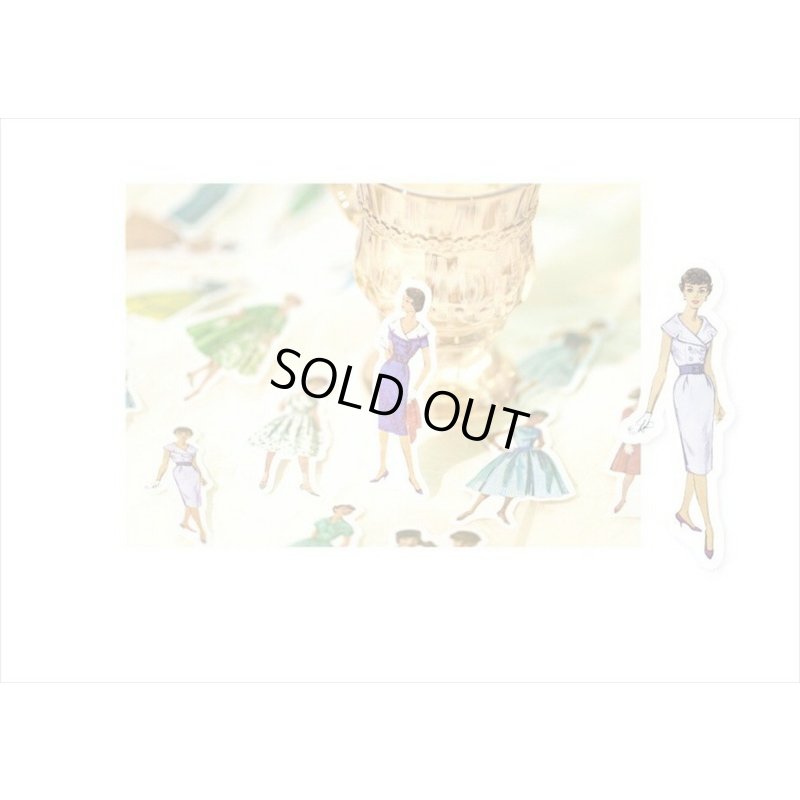 画像15: レトロ＊ファッションモデル＊ホワイト＊ダイカット：和紙シール＊40枚♪＊海外製