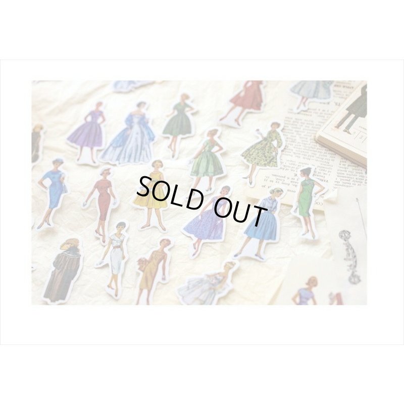 画像16: レトロ＊ファッションモデル＊ブラック ＊ダイカット：和紙シール＊40枚♪＊海外製