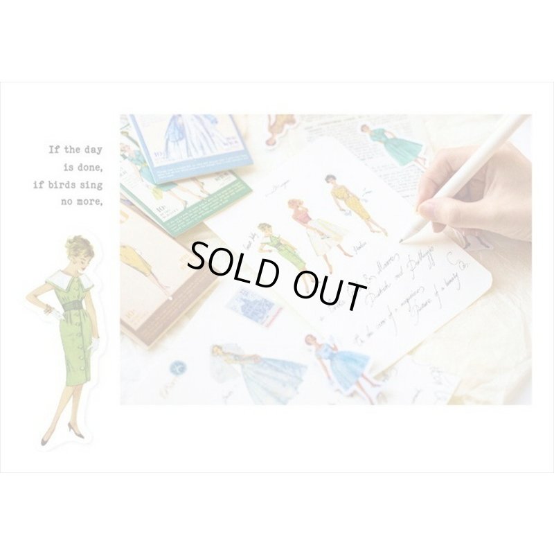 画像19: レトロ＊ファッションモデル＊ブラック ＊ダイカット：和紙シール＊40枚♪＊海外製