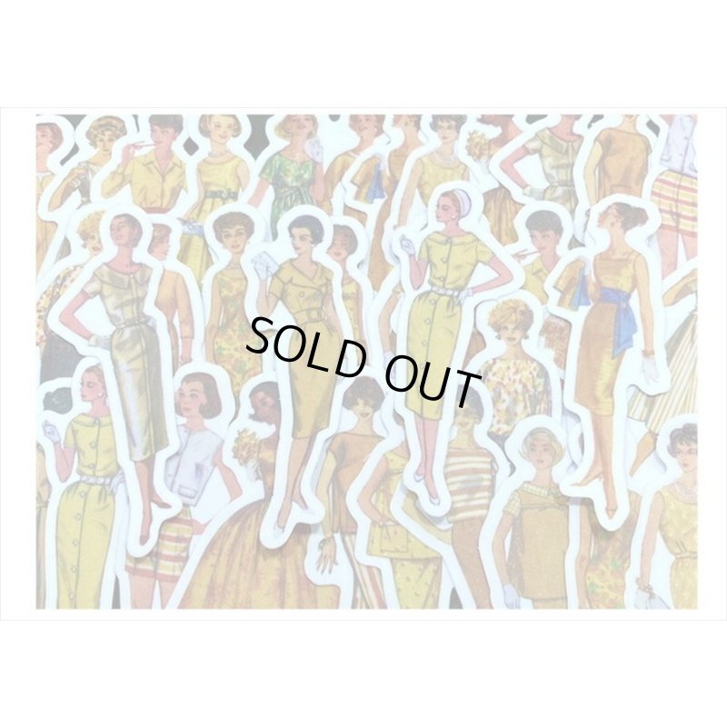 画像3: レトロ＊ファッションモデル＊イエロー＊ダイカット：和紙シール＊40枚♪＊海外製