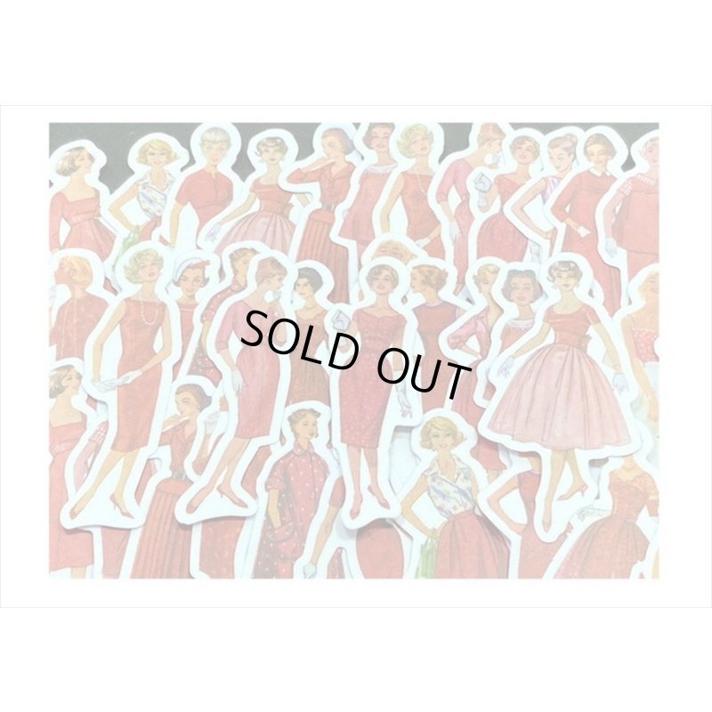 画像3: レトロ＊ファッションモデル＊レッド＊ダイカット：和紙シール＊40枚♪＊海外製