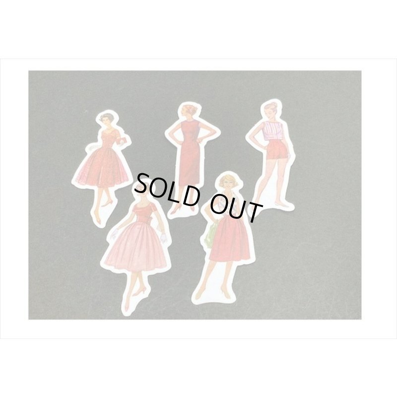 画像8: レトロ＊ファッションモデル＊レッド＊ダイカット：和紙シール＊40枚♪＊海外製