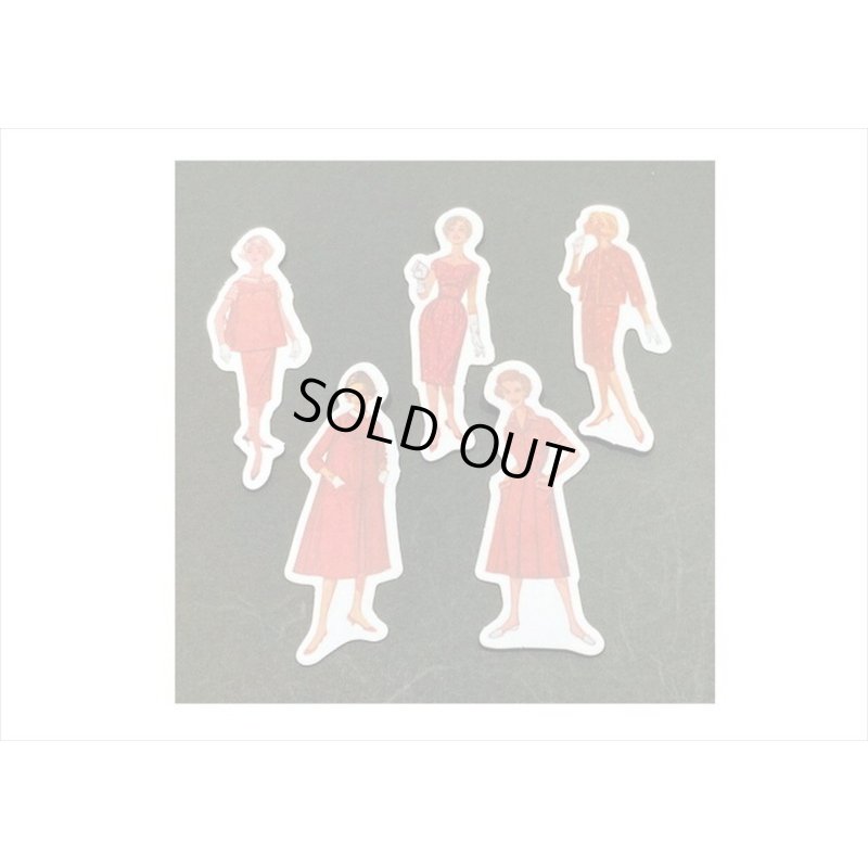 画像11: レトロ＊ファッションモデル＊レッド＊ダイカット：和紙シール＊40枚♪＊海外製