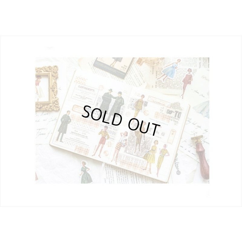 画像17: レトロ＊ファッションモデル＊ブラック ＊ダイカット：和紙シール＊40枚♪＊海外製