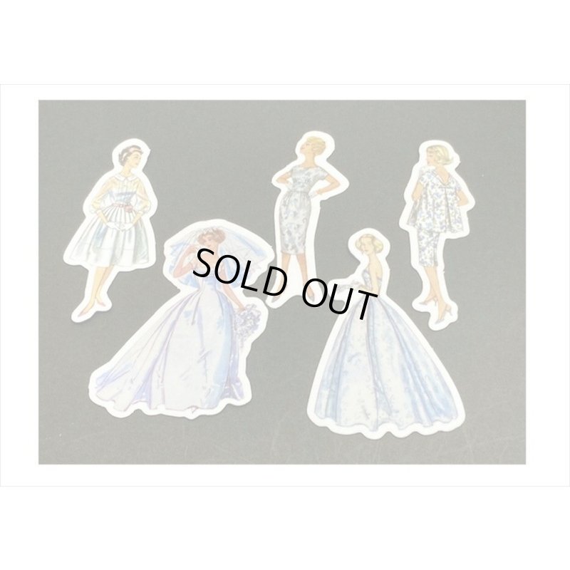 画像11: レトロ＊ファッションモデル＊ホワイト＊ダイカット：和紙シール＊40枚♪＊海外製