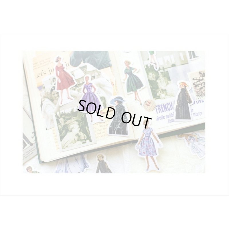 画像14: レトロ＊ファッションモデル＊ブラック ＊ダイカット：和紙シール＊40枚♪＊海外製