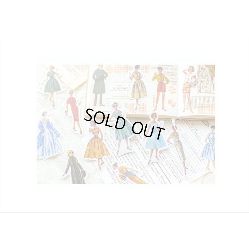 画像13: レトロ＊ファッションモデル＊ブラック ＊ダイカット：和紙シール＊40枚♪＊海外製