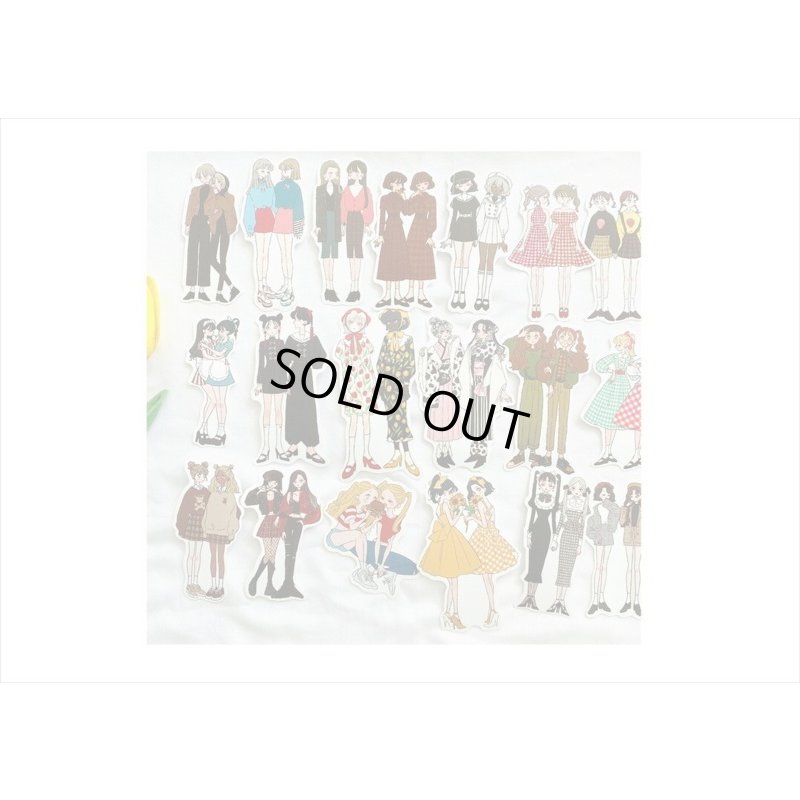 画像12: 仲良し2人組＊ダイカットシール＊50枚＊海外製