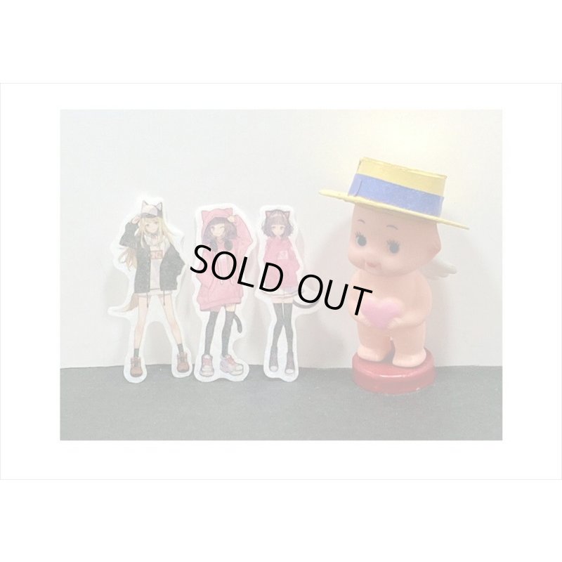 画像3: 40枚＊ネコ娘＊和紙シール＊ダイカット＊海外製