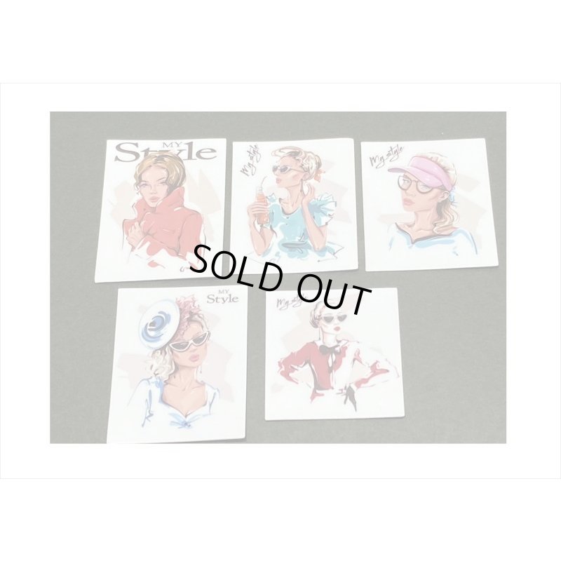 画像6: オシャレなレディ＊(5)・頬づえの女性＊15枚＊海外製