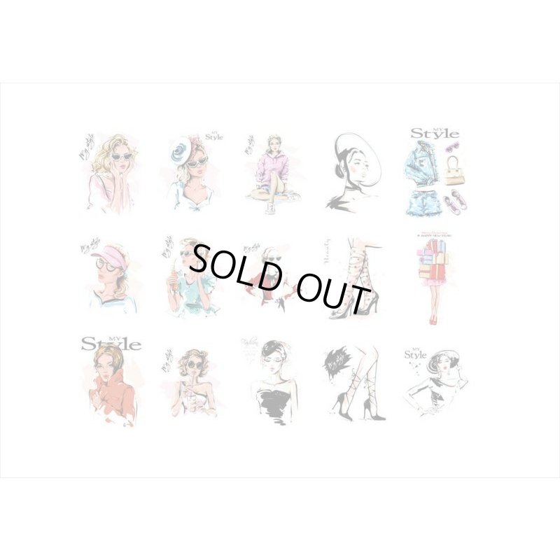 画像8: オシャレなレディ＊(5)・頬づえの女性＊15枚＊海外製