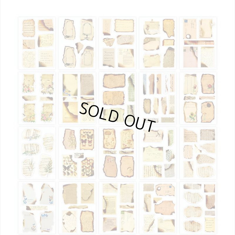 画像15: 防水PETシール帳＊焼けた紙＊ダイカット＊20シート＊海外製