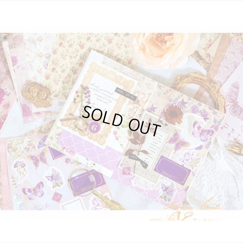 画像8: パープル＊正方形のシールブック＊金箔入りダイカットシール付き＊20枚＊海外製