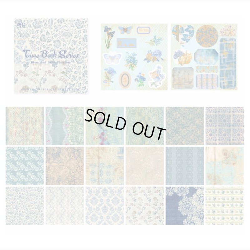 画像7: ブルー＊正方形のシールブック＊金箔入りダイカットシール付き＊20枚＊海外製