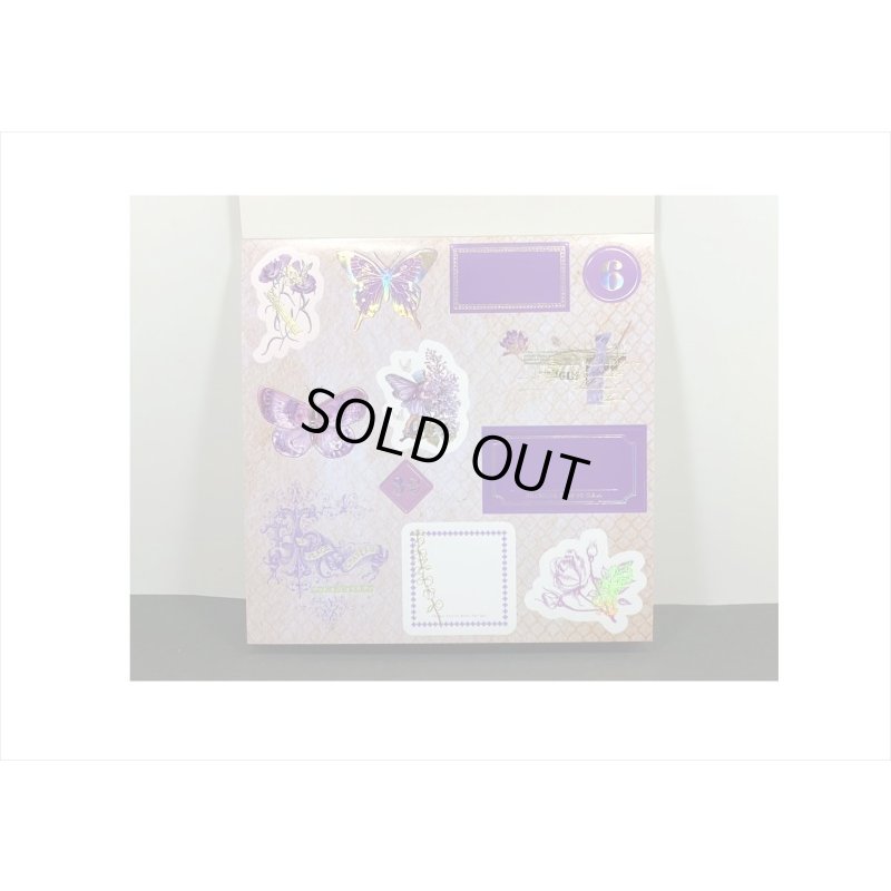 画像3: パープル＊正方形のシールブック＊金箔入りダイカットシール付き＊20枚＊海外製