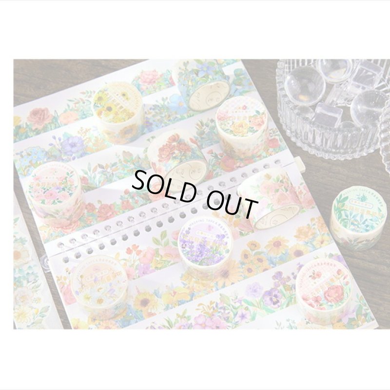 画像14: 桜色の花＊ナミナミマステ＊金箔＊はく離式＊海外マステ