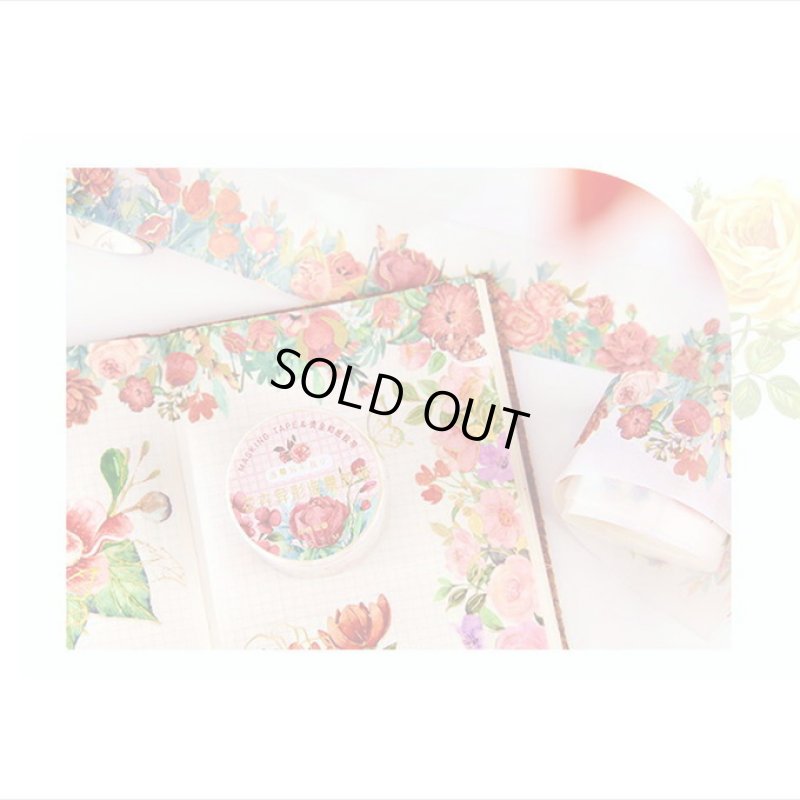 画像5: 赤い花＊ナミナミマステ＊金箔＊はく離式＊海外マステ