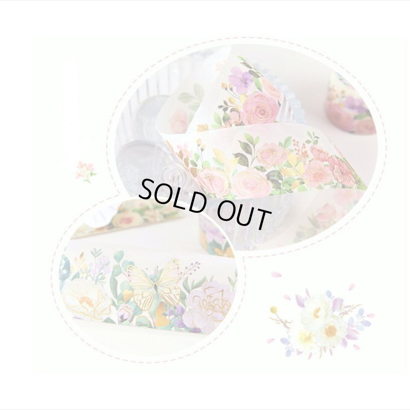 画像9: 桜色の花＊ナミナミマステ＊金箔＊はく離式＊海外マステ