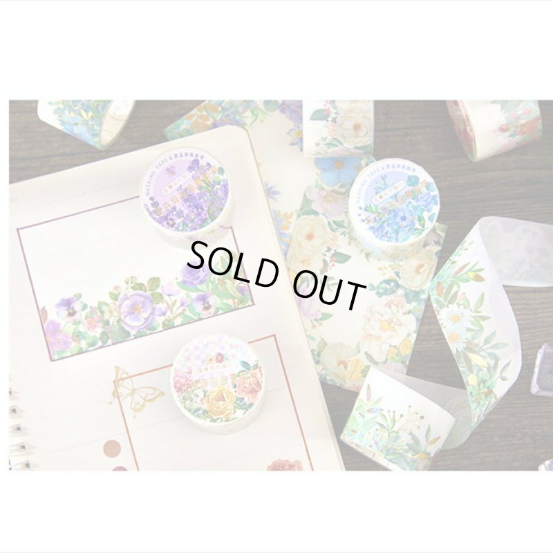 画像13: 桜色の花＊ナミナミマステ＊金箔＊はく離式＊海外マステ