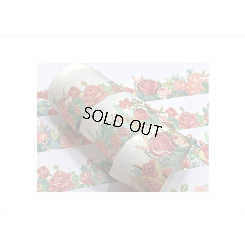 画像4: 赤い花＊ナミナミマステ＊金箔＊はく離式＊海外マステ