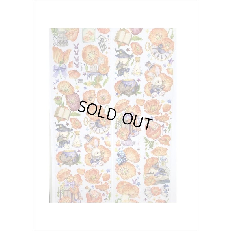 画像3: ひなげしの花とウサギ＊特殊インク＊PETテープ＊新七天＊はく離式＊海外マステ＊クリックポスト不可