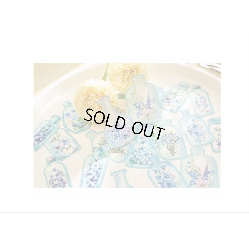 画像8: お花のボトル＊ブルー＊防水＊PETシール＊20枚入り＊海外製
