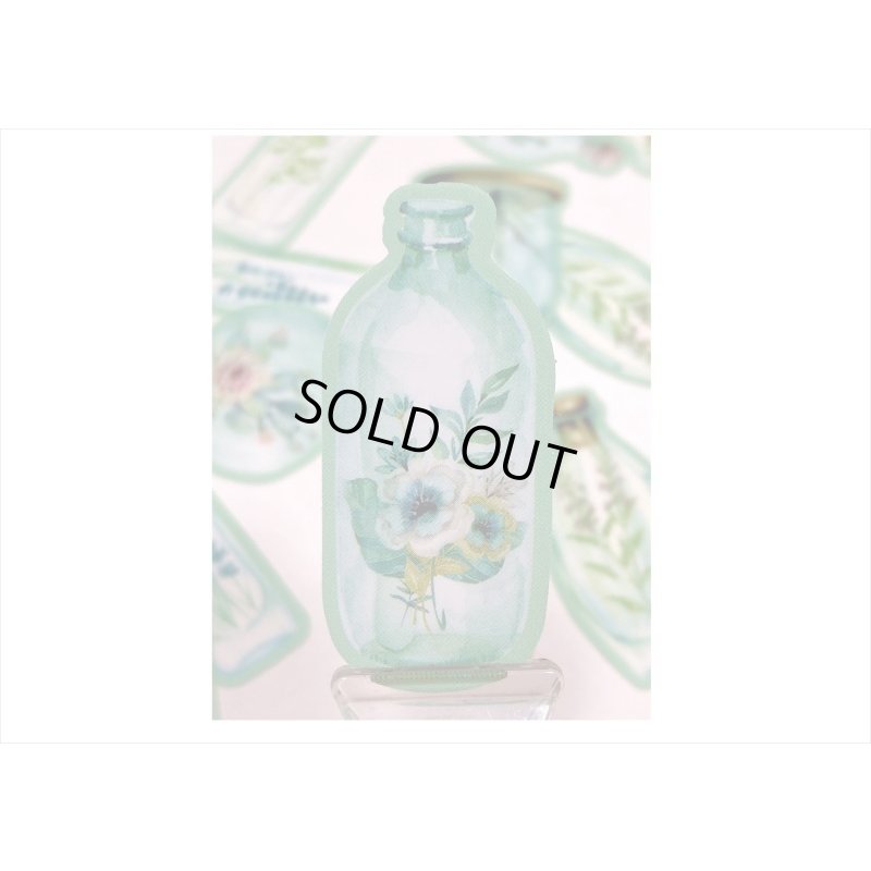 画像3: お花のボトル＊グリーン＊防水＊PETシール＊20枚入り＊海外製