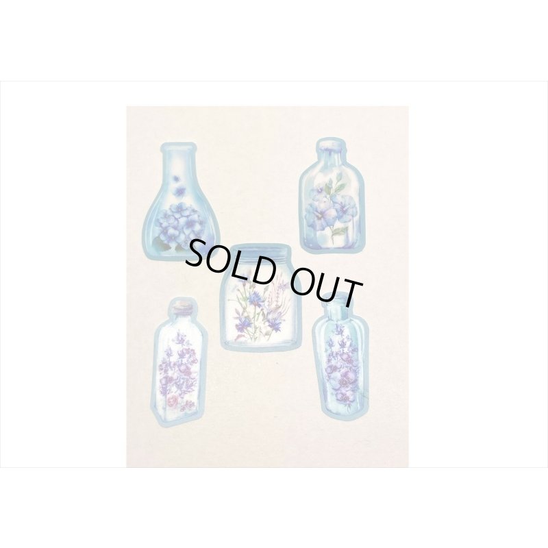 画像6: お花のボトル＊ブルー＊防水＊PETシール＊20枚入り＊海外製