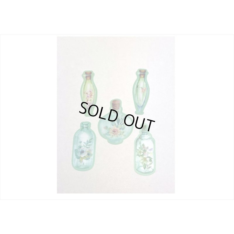 画像5: お花のボトル＊グリーン＊防水＊PETシール＊20枚入り＊海外製