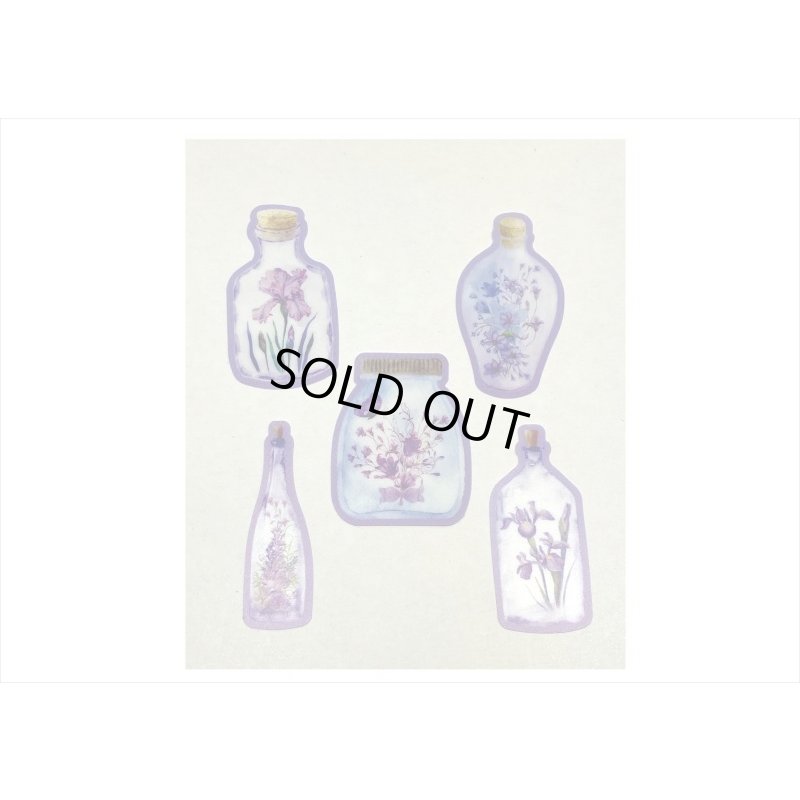 画像6: お花のボトル＊パープル＊防水＊PETシール＊20枚入り＊海外製