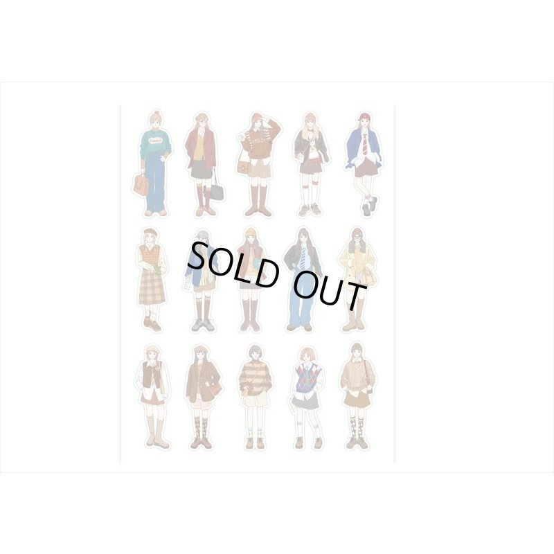 画像3: 人物＊PETシール＊ブラウン＊女の子＊ダイカット＊30枚＊海外製