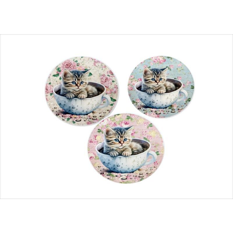 画像8: グラシン窓つき封筒入り＊フラワーキャット＊丸形48枚＊光沢シール＊オリジナル