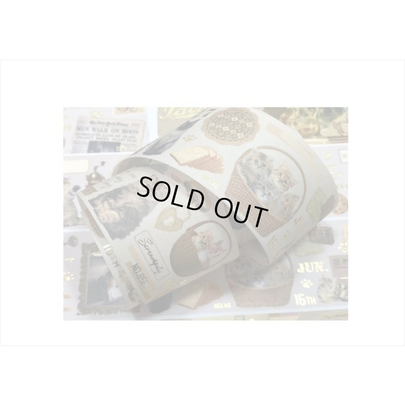 画像5: ぐうたらネコ＊箔押し＊和紙テープ＊はく離式＊海外マステ＊クリックポスト不可