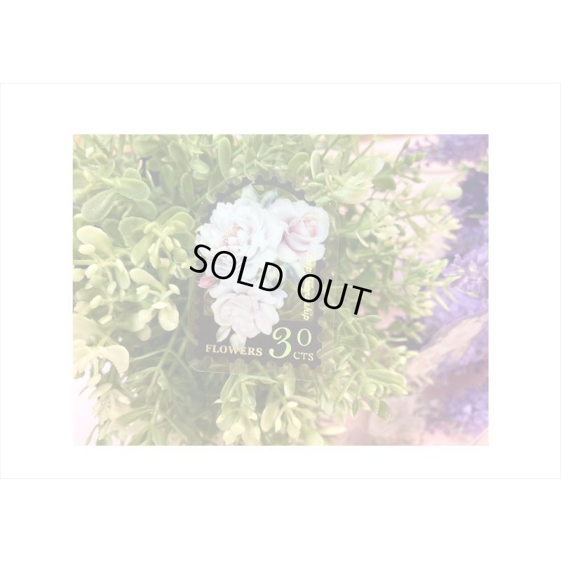 画像3: お花の切手シール＊ホワイト＊箔押し＊切手型＊PETシール＊30枚＊海外製