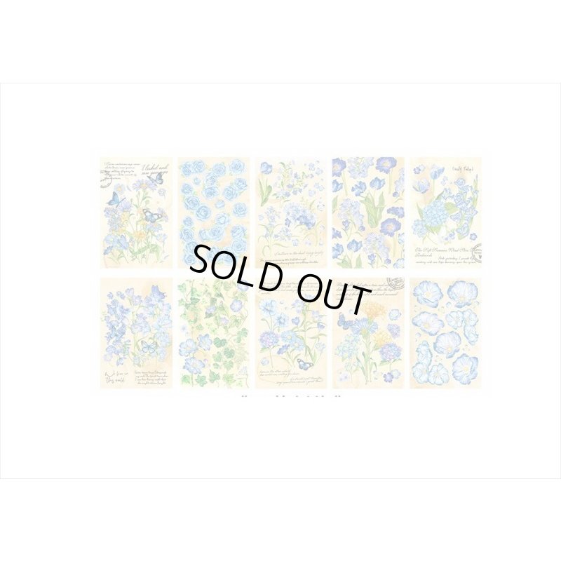 画像9: ブルーの花＊ペーパーセット＊60枚＊海外製