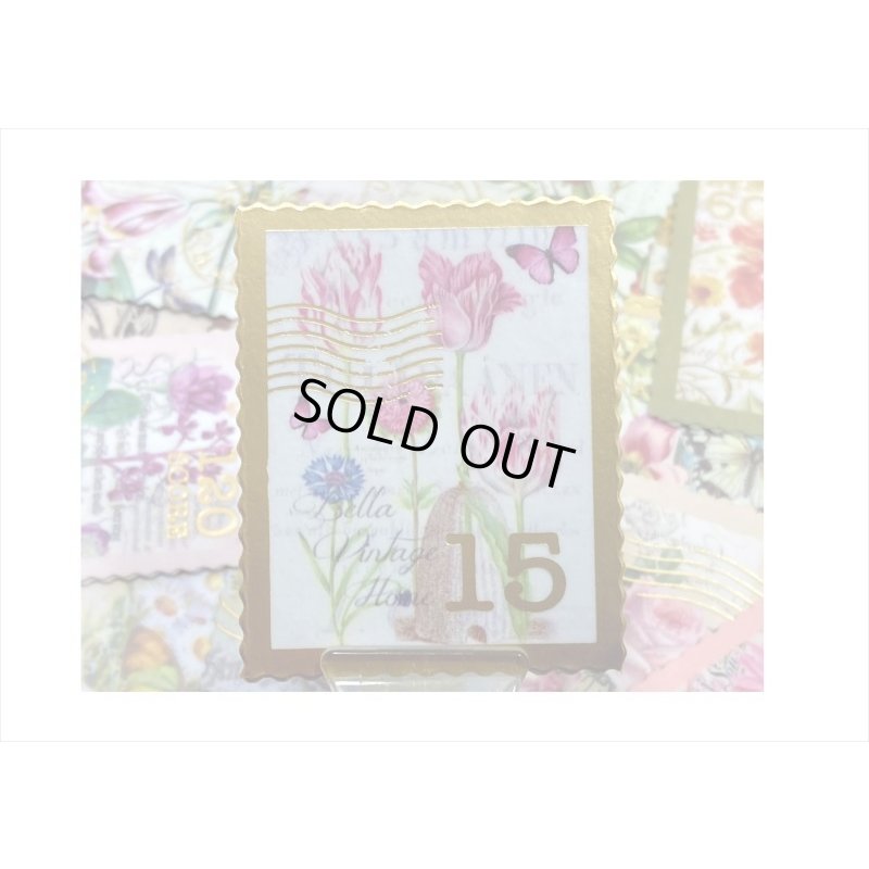 画像9: 箔押し切手型シール＊フラワー＊和紙シール＊40枚＊海外製