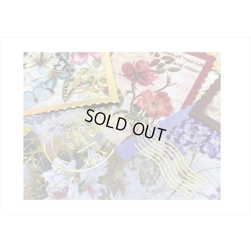 画像7: 箔押し切手型シール＊フラワー＊和紙シール＊40枚＊海外製